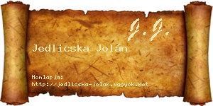 Jedlicska Jolán névjegykártya